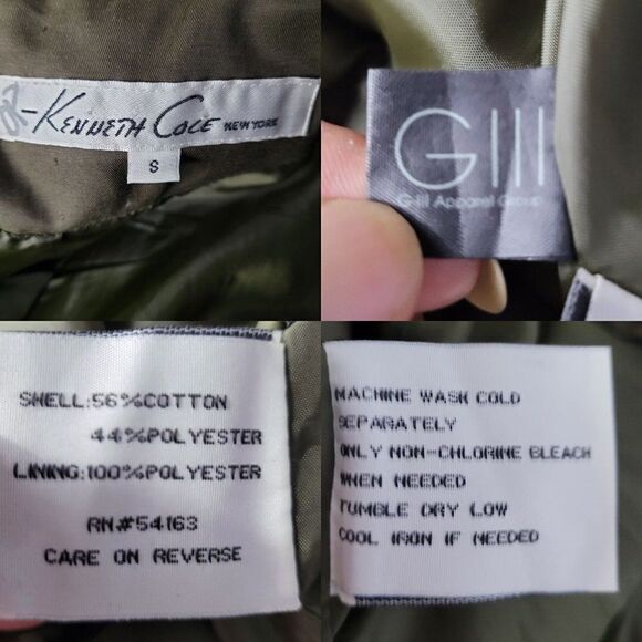 Kenneth Cole GIII Army Green Oversized Trench Raincoat S High Neck Mid Thigh - Picture 3 of 16
